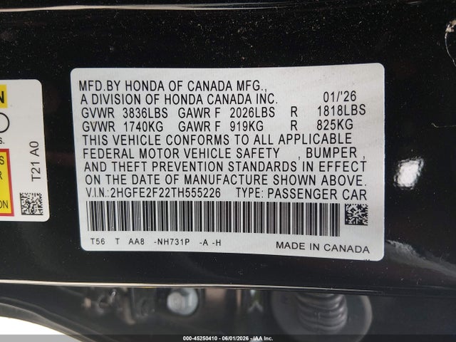 2026 Honda CIVIC LX — фото 9