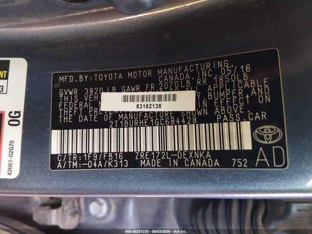 صورة 9 لـ 2016 Toyota COROLLA LE PLUS