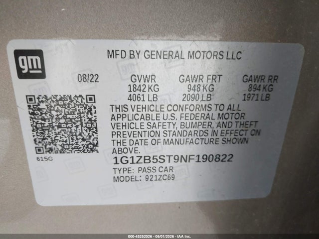 2022 Chevrolet MALIBU FWD LS 照片 9