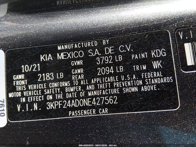 2022 KIA FORTE LXS photo 9