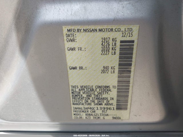 2016 Nissan ALTIMA 2.5 S — фото 9