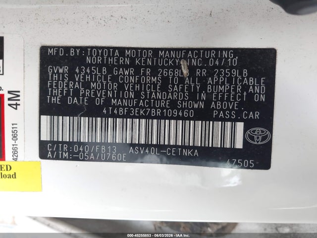 2011 Toyota CAMRY LE thumbnail 9
