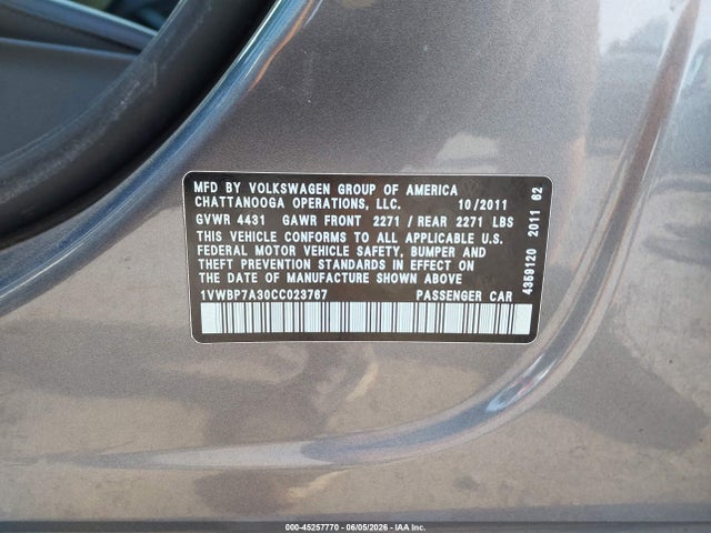2012 Volkswagen PASSAT 2.5L SE photo 9