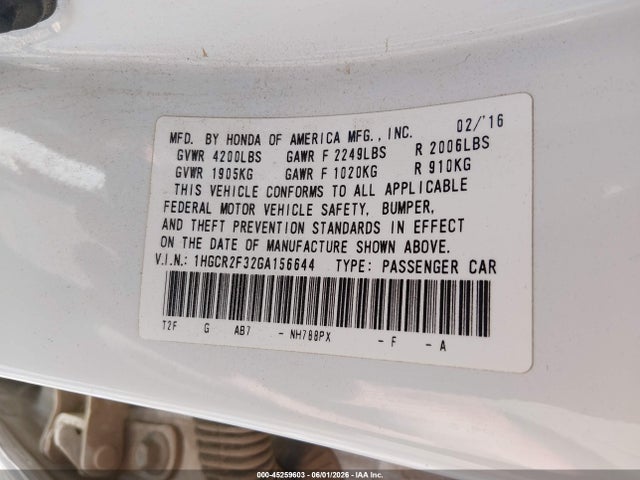 2016 Honda ACCORD LX photo 9