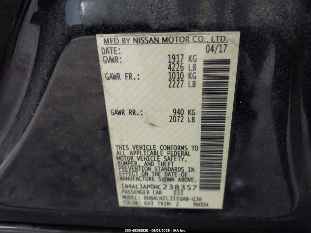 2017 Nissan ALTIMA 2.5 SR 照片 9