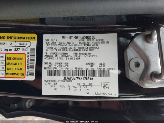 صورة 9 لـ 2019 FORD FUSION S