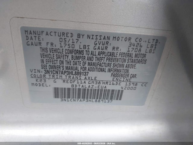 2017 Nissan VERSA 1.6 S+ 照片 9