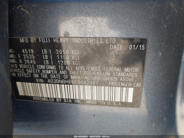 صورة 9 لـ 2015 Subaru LEGACY 2.5I PREMIUM