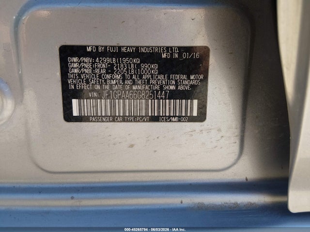 2016 Subaru IMPREZA 2.0I — фото 9