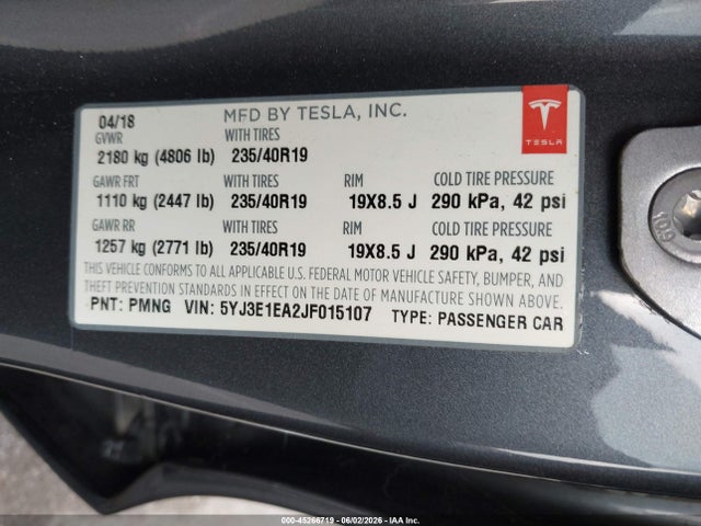 صورة 9 لـ 2018 Tesla MODEL 3 LONG RANGE/MID RANGE