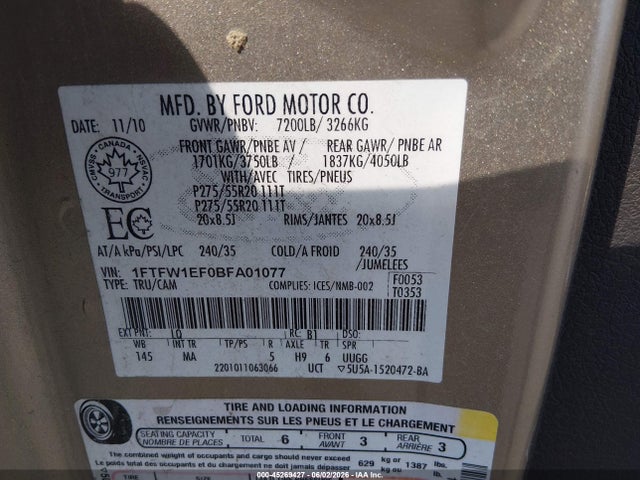 2011 FORD F-150 XLT 照片 9