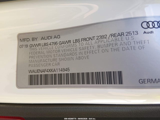 2019 AUDI A4 45 PREMIUM 照片 9