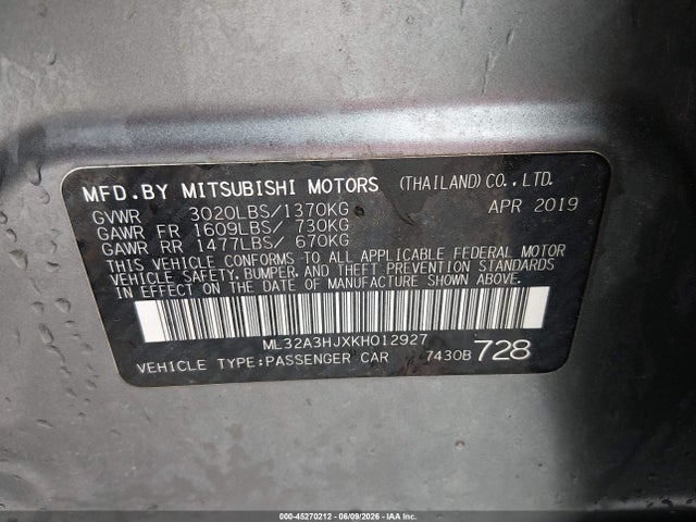 2019 Mitsubishi MIRAGE ES — фото 9