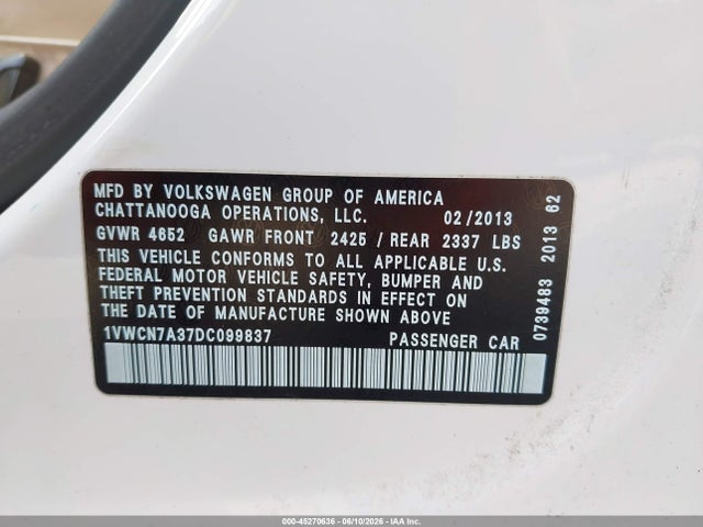 صورة 9 لـ 2013 Volkswagen PASSAT 2.0L TDI SEL PREMIUM