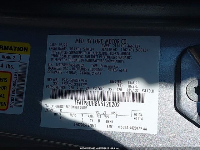 2022 FORD MUSTANG ECOBOOST PREMIUM 照片 9