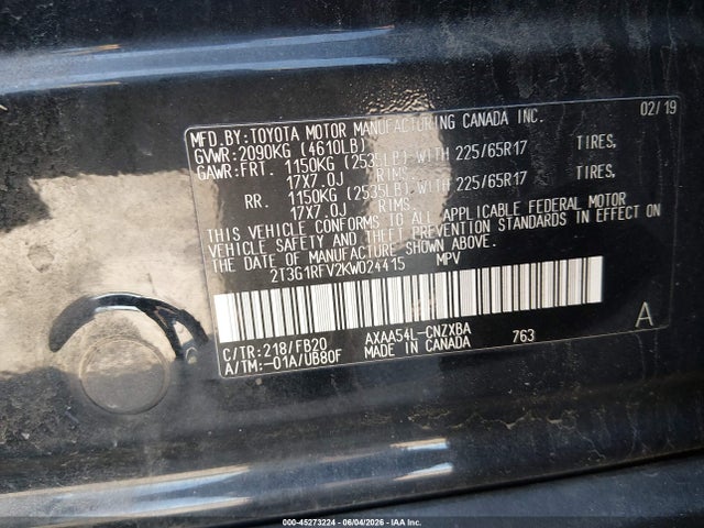 2019 TOYOTA RAV4 LE 9