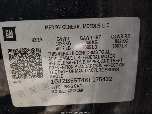 2019 CHEVROLET MALIBU 1LS 9