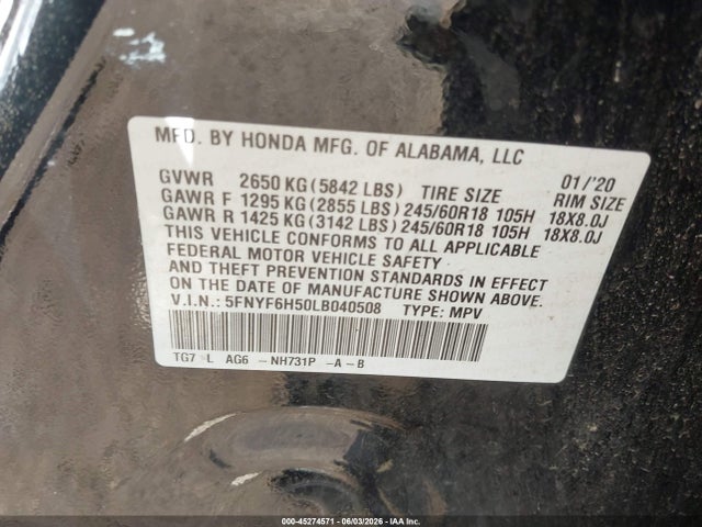 2020 HONDA PILOT AWD EX-L 9