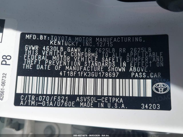2016 Toyota CAMRY SE — фото 9