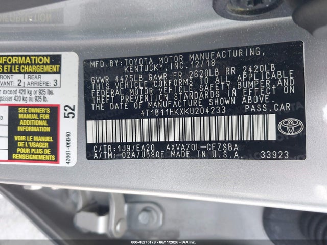 2019 Toyota CAMRY SE 照片 9