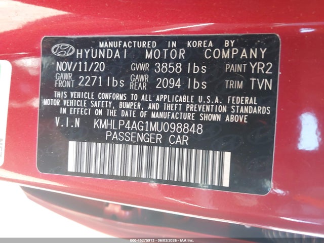 2021 Hyundai ELANTRA LIMITED photo 9