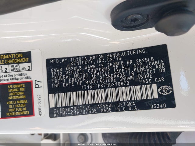 2017 Toyota CAMRY SE photo 9