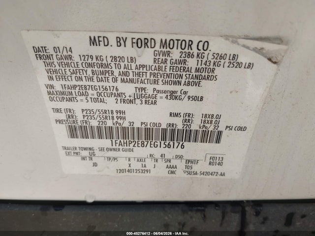 2014 FORD TAURUS SEL 照片 9