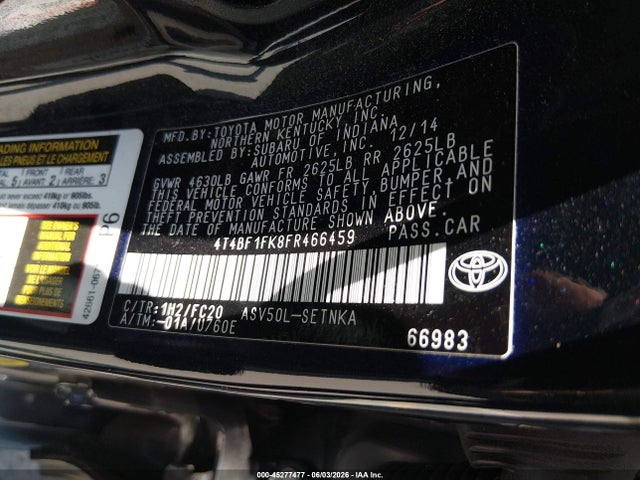 2015 Toyota CAMRY LE — фото 9