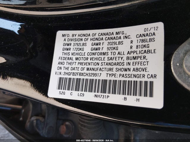 2012 Honda CIVIC EX 照片 9