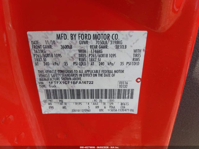 صورة 9 لـ 2011 FORD F-150 XLT