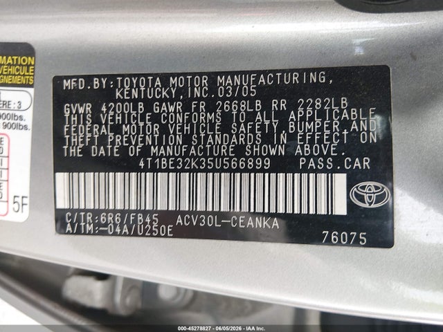 2005 Toyota CAMRY LE photo 9