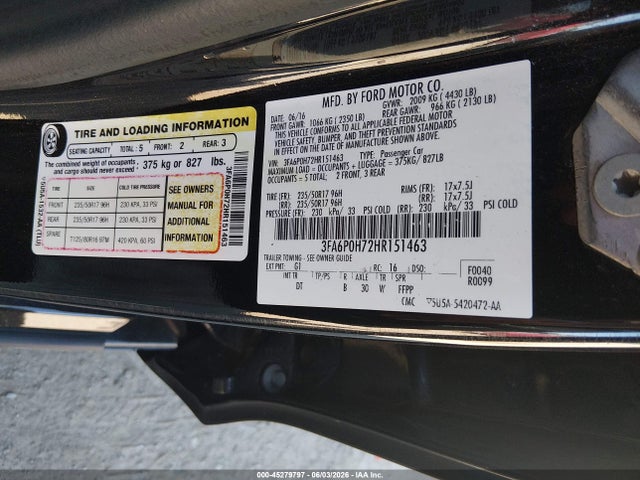 2017 FORD FUSION SE 照片 9