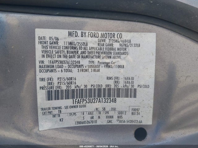 صورة 9 لـ 2007 FORD TAURUS SE