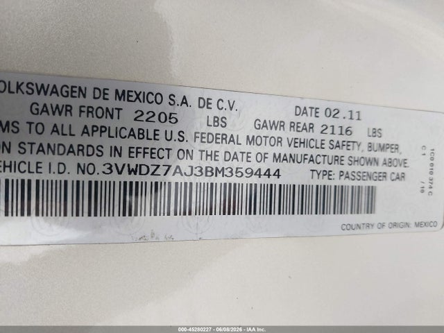 صورة 9 لـ 2011 Volkswagen JETTA 2.5L SE