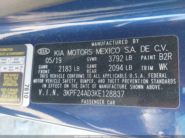 2019 KIA FORTE LXS photo 9