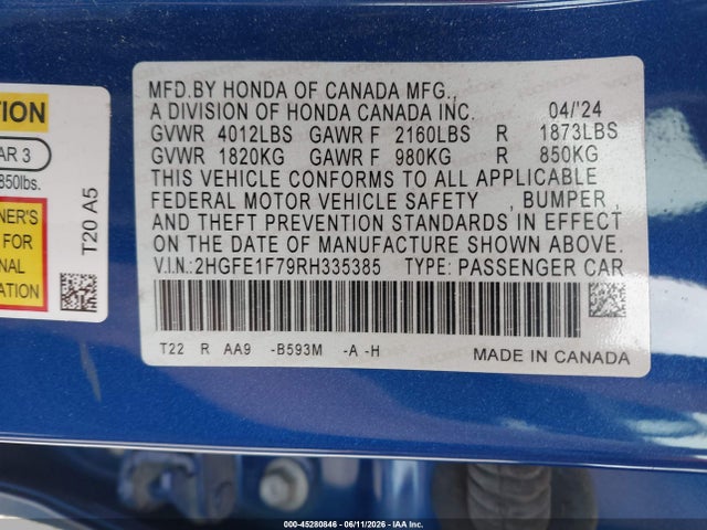 2024 Honda CIVIC EX photo 9