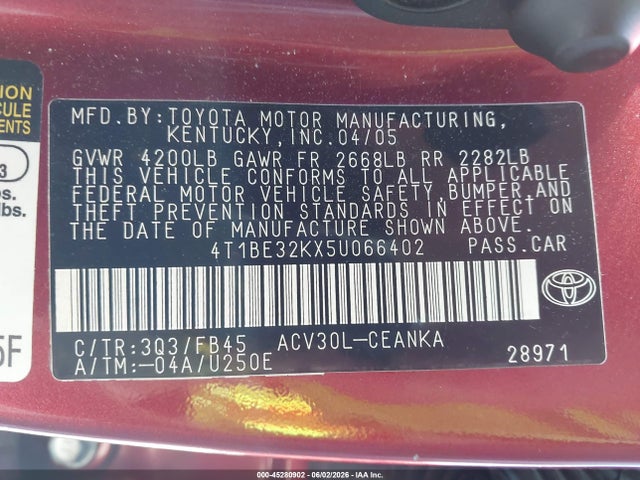 2005 Toyota CAMRY LE photo 9