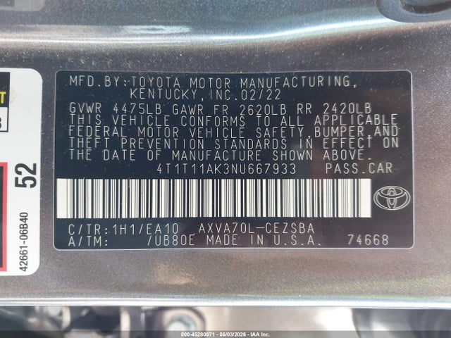 2022 Toyota CAMRY SE photo 9