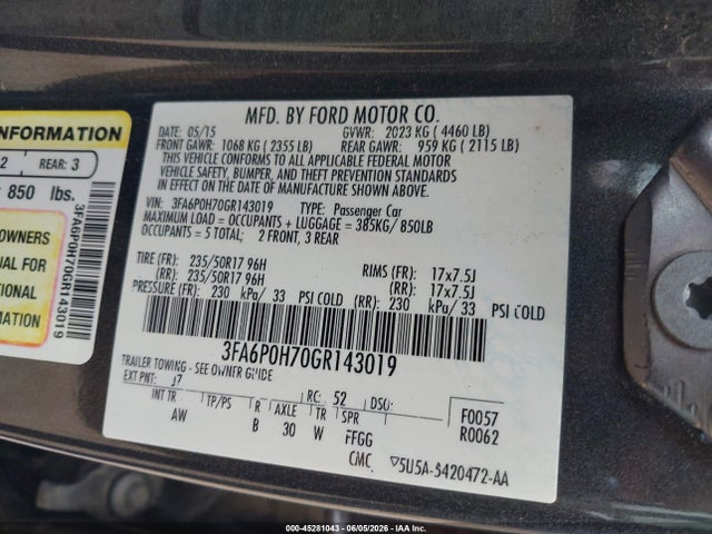 صورة 9 لـ 2016 FORD FUSION SE