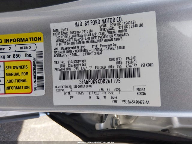2013 FORD FUSION TITANIUM — фото 9