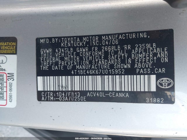 2007 Toyota CAMRY LE photo 9
