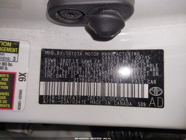 2016 Toyota COROLLA L photo 9