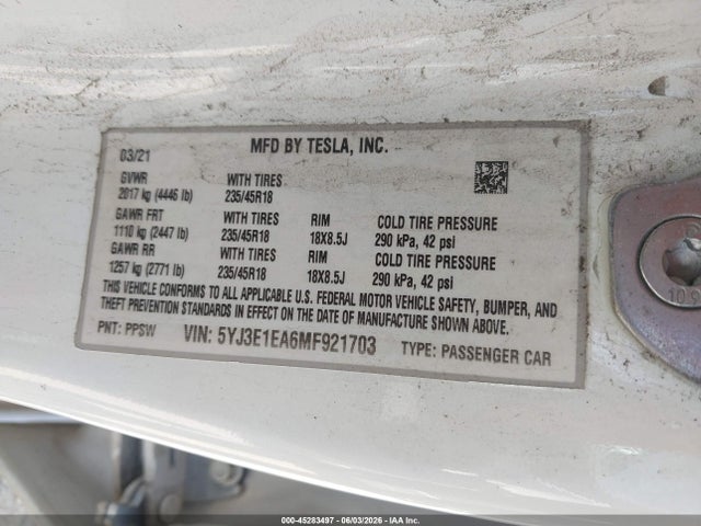 2021 Tesla MODEL 3 STANDARD RANGE PLUS REAR-WHEEL DRIVE — фото 9