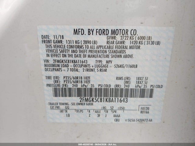 2019 FORD FLEX SEL 9