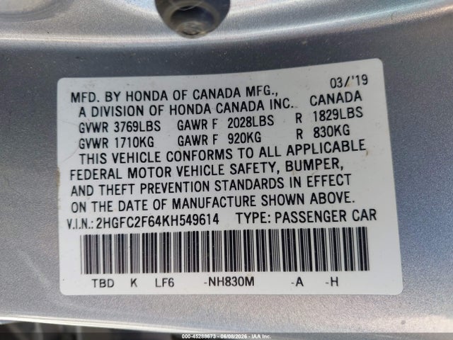 صورة 9 لـ 2019 Honda CIVIC LX