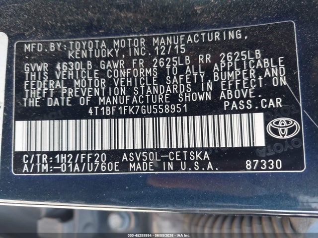 صورة 9 لـ 2016 Toyota CAMRY SE