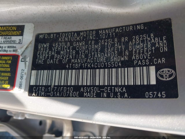 2012 Toyota CAMRY LE photo 9