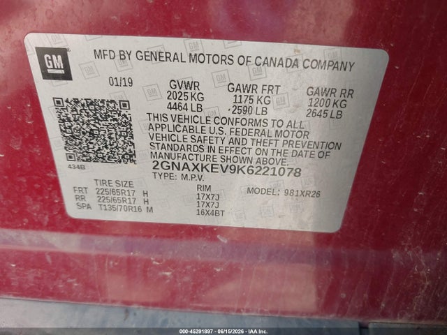 2019 CHEVROLET EQUINOX LT 9
