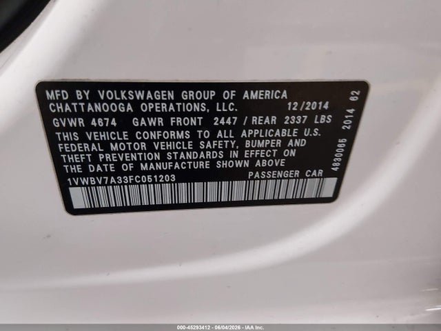 2015 Volkswagen PASSAT 2.0L TDI SE 照片 9