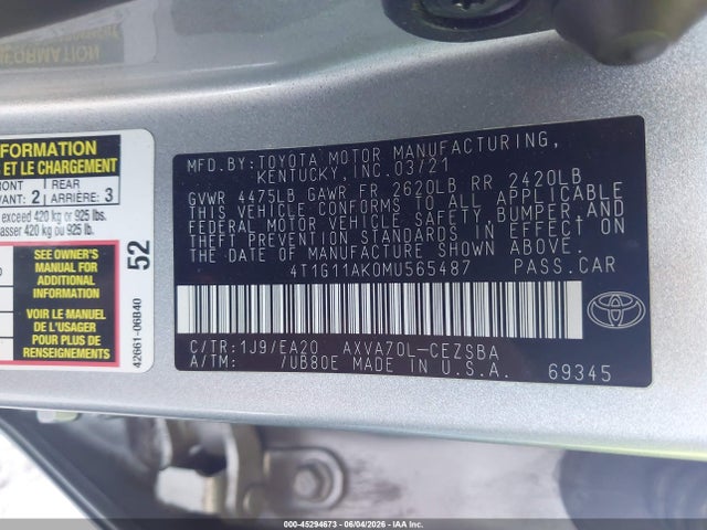 2021 Toyota CAMRY SE photo 9